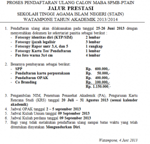 PROSES PENDAFTARAN ULANG CALON MABA SPMB-PTAIN